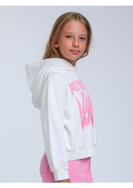 Kız Çocuk Kapüşonlu Love Yazılı Sweatshirt fırsatları