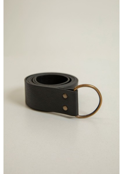 Küçük Oval Tokalı Kadın Kemer-Siyah fırsatları