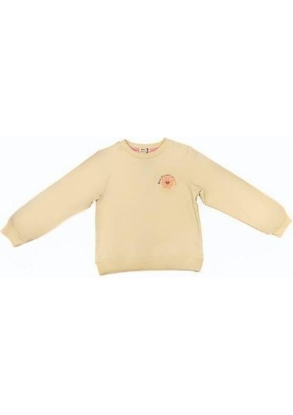 Kız Çocuk Çiçek Desenli Pamuklu Sweatshirt