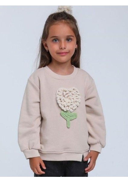 Kız Bebek Örgü Çiçek Detaylı Sweathirt fiyatları
