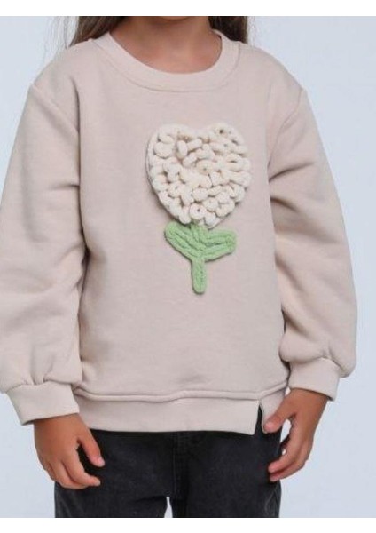 Kız Bebek Örgü Çiçek Detaylı Sweathirt modelleri