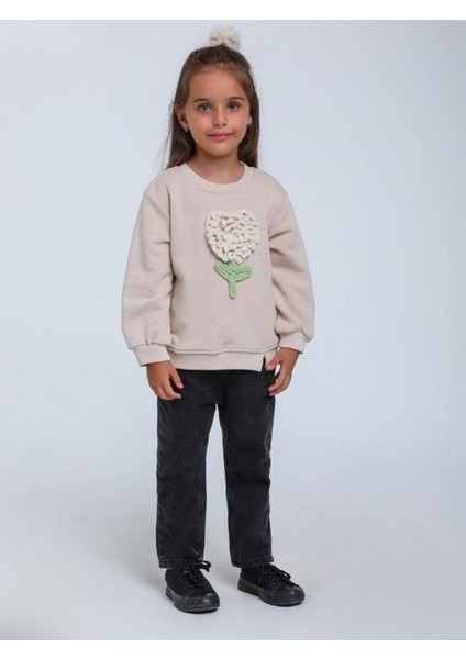 Kız Bebek Örgü Çiçek Detaylı Sweathirt fiyatları