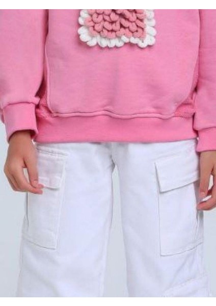 Kız Çocuk Parfüm Şişesi Örgü Detaylı Sweatshirt