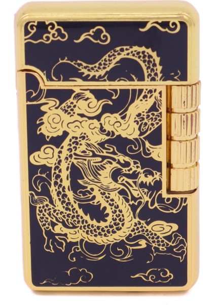 Dupont Tarzı Mum Alev Çakmak Ejder Gravür Desen - Siyah/altın Rengi fiyatları