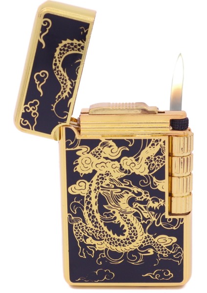 Dupont Tarzı Mum Alev Çakmak Ejder Gravür Desen - Siyah/altın Rengi modelleri