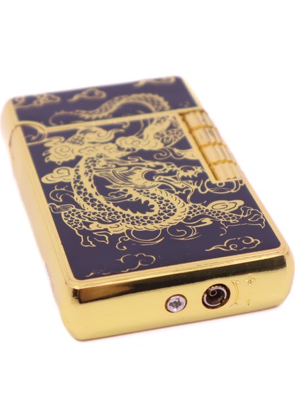 Dupont Tarzı Mum Alev Çakmak Ejder Gravür Desen - Siyah/altın Rengi indirimleri