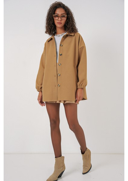 0674 Cepli Oversize Gömlek - Hardal fiyatları