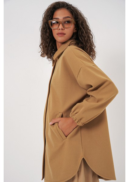 0674 Cepli Oversize Gömlek - Hardal modelleri