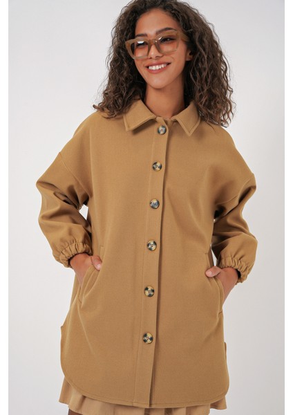 0674 Cepli Oversize Gömlek - Hardal fırsatları