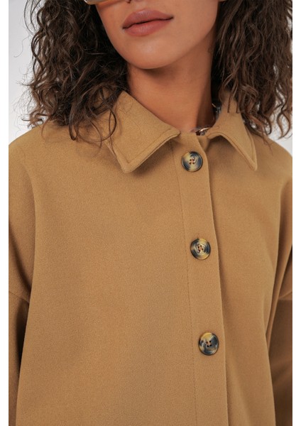 0674 Cepli Oversize Gömlek - Hardal indirimleri