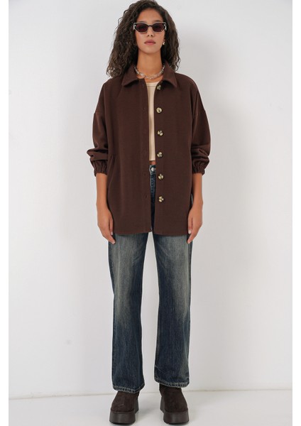 0674 Cepli Oversize Gömlek - C. Kahverengi fiyatları