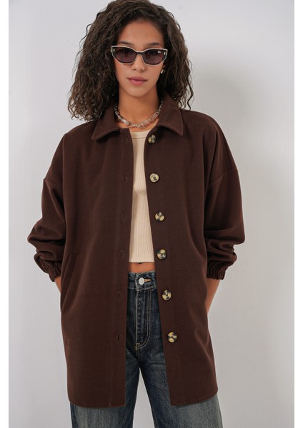 0674 Cepli Oversize Gömlek - C. Kahverengi indirimleri