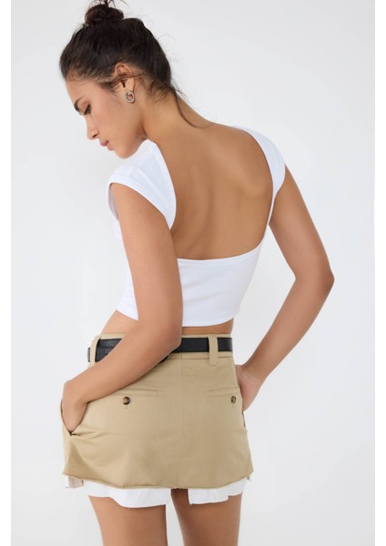 Sırt Dekolteli Crop Top