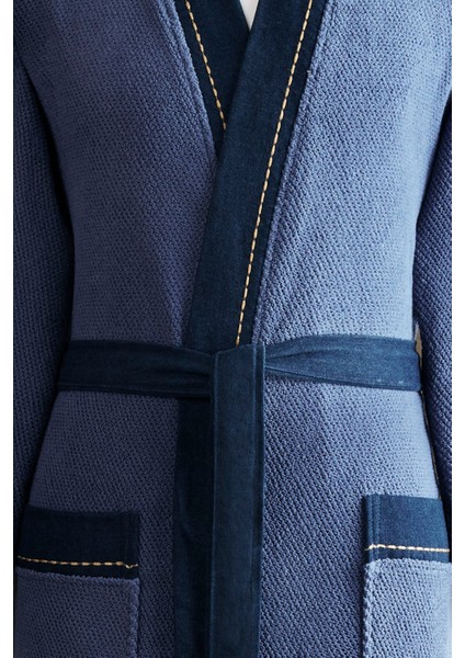 Oregon Maskülen Nakışlı Denim Kimono Bornoz XL - Lacivert fiyatları