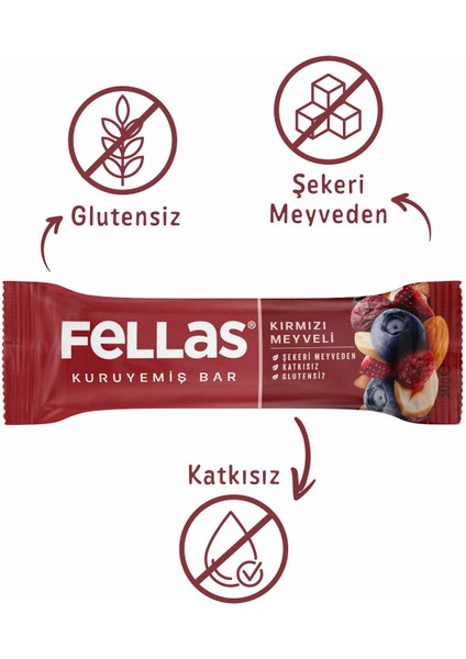 Kırmızı Meyveli Kuruyemiş Bar 30 gr x 12 Adet