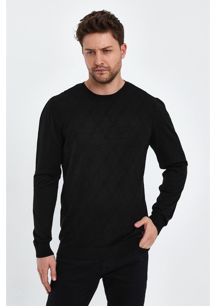 Bisiklet Yaka Jakarlı Kazak (E20-511401) modelleri