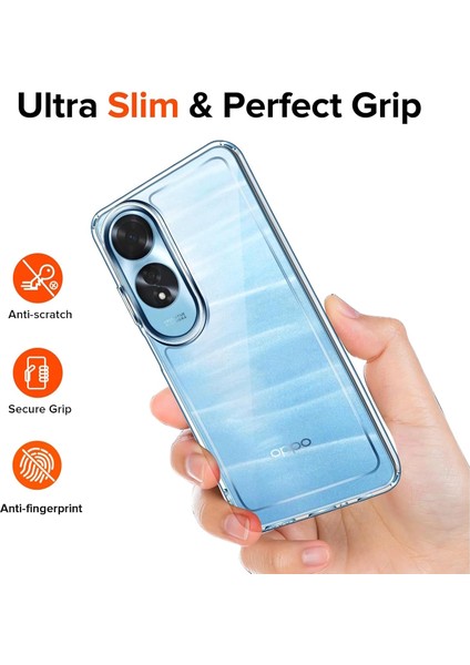 Oppo A60 Kılıf Kamera Çıkıntılı Yumuşak Şeffaf Silikon + 9h Ekran Koruyucu Cam Set 2in1