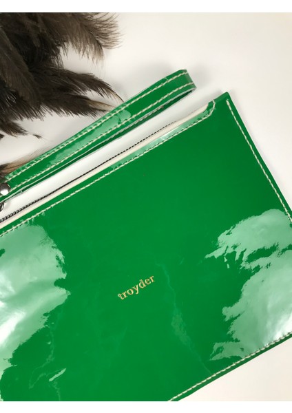 Rugan Deri Clutch Çanta Yeşil Renk modelleri