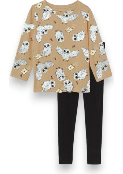 Baykuş Desenli Kız Çocuk Pijama Takım