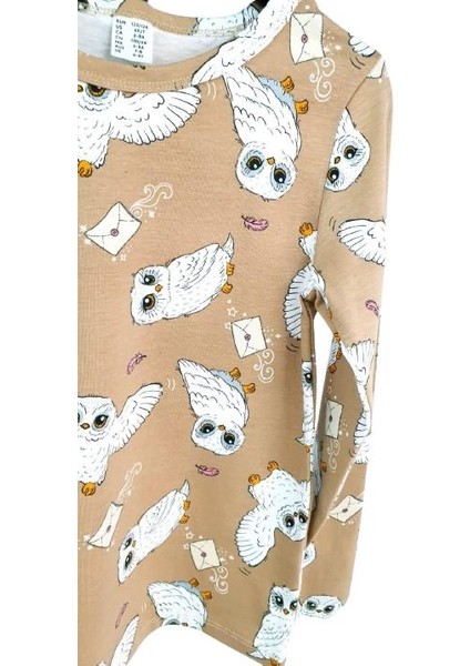 Baykuş Desenli Kız Çocuk Pijama Takım modelleri