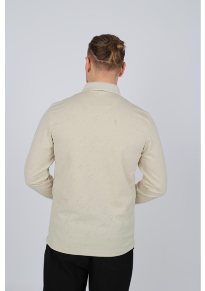 Polo Yaka Uzun Kol T-Shirt SweatShirt Bej