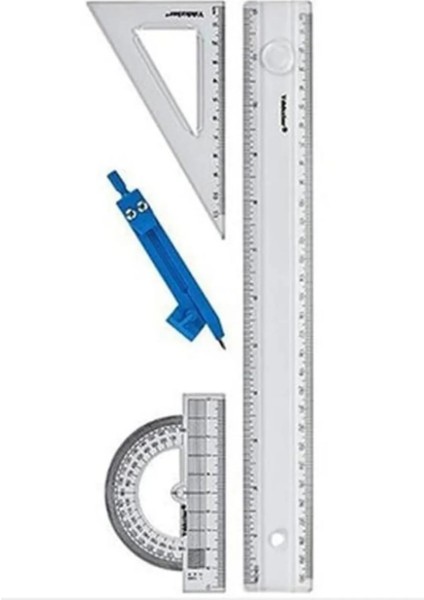 Cetvel Seti Pergelli Cetvel Takımı 30 cm Çizim Takımı