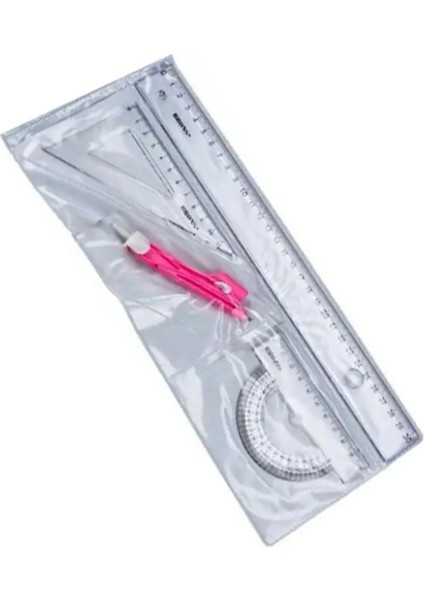 Cetvel Seti Pergelli Cetvel Takımı 30 cm Çizim Takımı