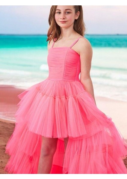 Kız Çocuk Tüllü Önü Kısa Arkası Uzun Kuyruklu Abiye Elbise fırsatları