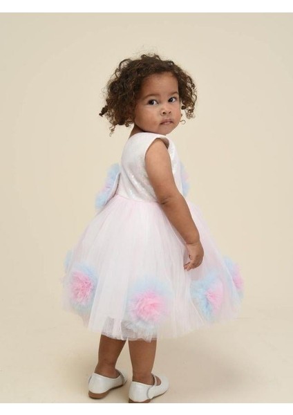 Kız Çocuk Tül ve Çiçek Detaylı Parlak Abiye Elbise indirimleri