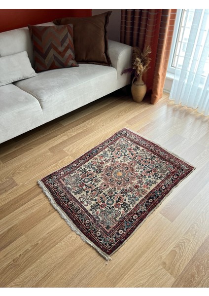 77 x 102 cm Benzersiz Desenli Vintage Türk Halısı, Çiçek Motifli Kilim, Osmanlı Tarzı Yün Halı, Vintage Severler Için Şık fiyatları