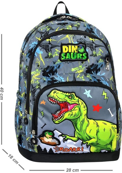 Erkek Çocuk Lüxs Ortopedik Su Geçirmez Dinozor İlkokul Sırt Çantası Termal Beslenme Ve Kalemlikli İlk Okul Çanta Seti