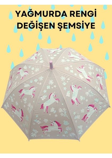 Yağmurda Rengi Değişen Toz Pembe Kız Çocuk Şemsiye fiyatları