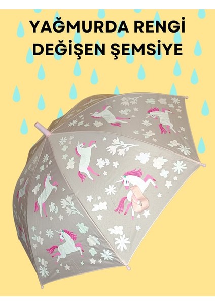 Yağmurda Rengi Değişen Toz Pembe Kız Çocuk Şemsiye modelleri
