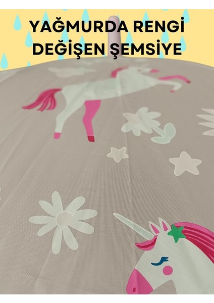 Yağmurda Rengi Değişen Toz Pembe Kız Çocuk Şemsiye fırsatları