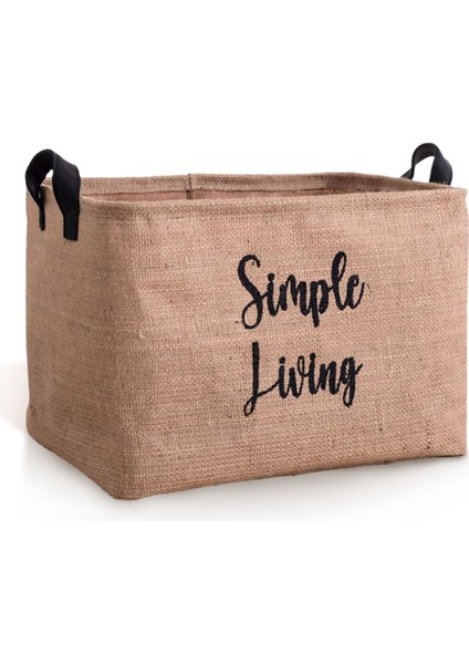 Jüt Simple Living Baskılı Büyük Boy Düzenleyici Saklama Sepeti 37 x 27 x 25 modelleri