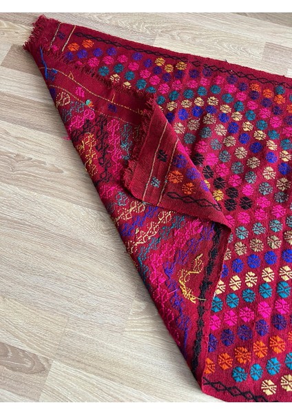 100 x 120 cm El Dokuma Antika Halı, Canlı Renkli, Vintage Geometrik Desenli Kilim, Şık Ev Dekoru indirimleri