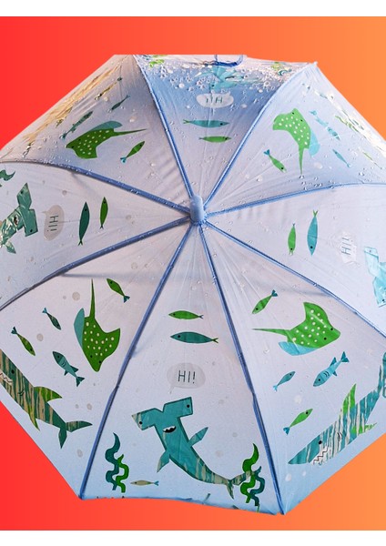 Yağmurda Rengi Değişen Mavi Erkek Çocuk Şemsiye