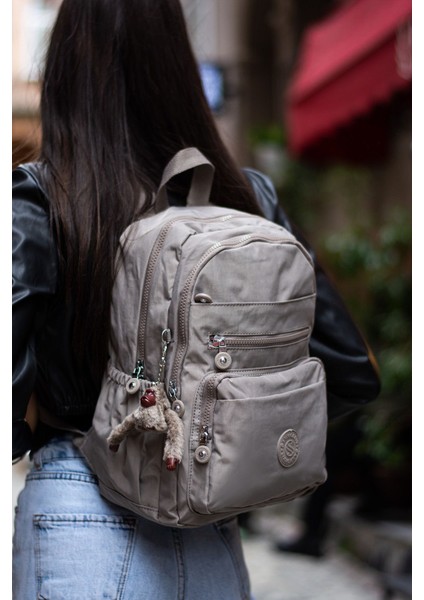 Unisex Suya Dayanıklı Kumaş Çok Gözlü Laptop Bölmeli Orta Boy Seyahat ve Okul Çantası