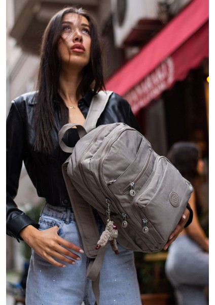 Unisex Suya Dayanıklı Kumaş Çok Gözlü Laptop Bölmeli Orta Boy Seyahat ve Okul Çantası