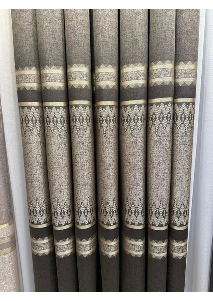 Nivemeshome Damla FT614337 V-5302 Toprak 1/3 Sık Pileli Fon Perde Apm