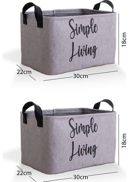 Gri Simple Living Baskılı Orta Boy 2'li Düzenleyici Saklama Sepeti Set 30 x 22 x 18 indirimleri