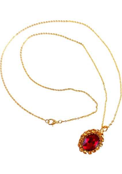 65 cm Kristal Kesim Kolye Uçlu Altın Kaplama Luxury Kolye