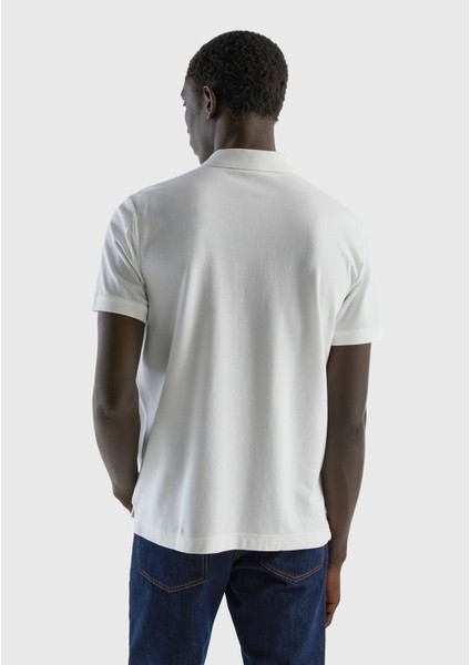Erkek Beyaz Regular Fit Kısa Kollu Polo Tshirt