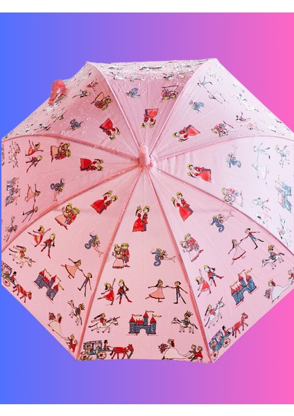 Yağmurda Rengi Değişen Pembe Kız Çocuk Şemsiye