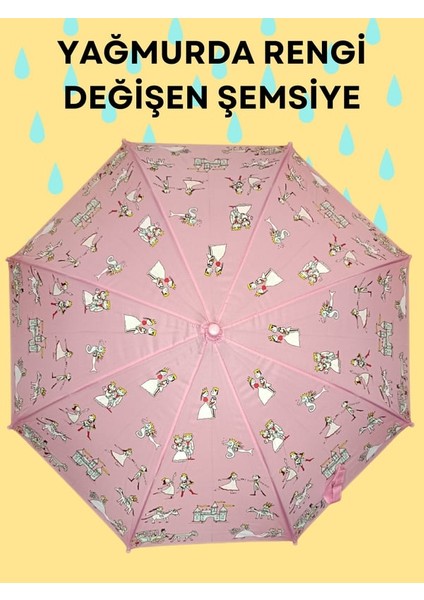 Yağmurda Rengi Değişen Pembe Kız Çocuk Şemsiye fiyatları