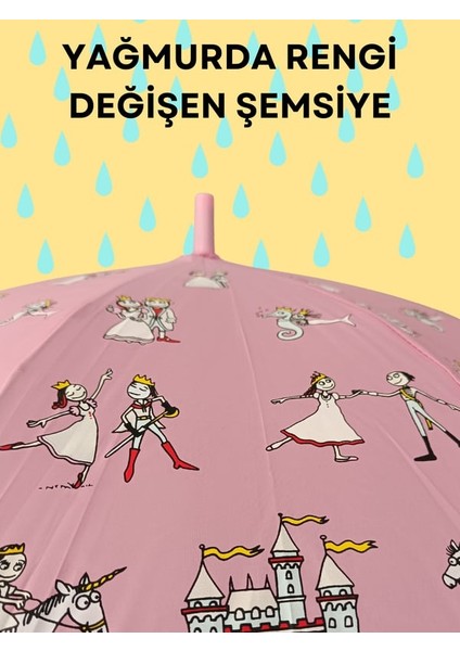 Yağmurda Rengi Değişen Pembe Kız Çocuk Şemsiye modelleri