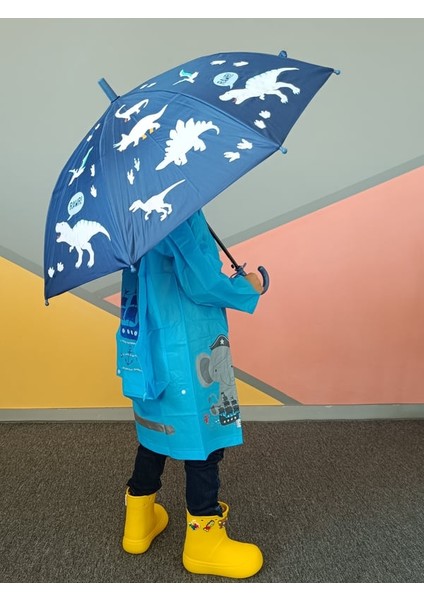 Yağmurda Rengi Değişen Lacivert Erkek Çocuk Şemsiye