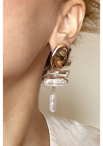 Barok Inci Taşlı Ezme Model Sallantılı Küpe indirimleri