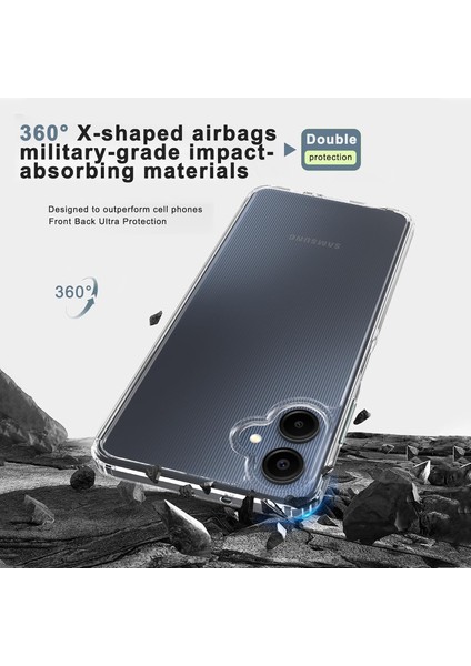 Samsung Galaxy A06 Kılıf Kamera Çıkıntılı Korumalı Yumuşak Şeffaf Silikon + 9h Ekran Koruyucu Cam Set 2in1 fırsatları