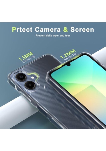 Samsung Galaxy A06 Kılıf Kamera Çıkıntılı Korumalı Yumuşak Şeffaf Silikon + 9h Ekran Koruyucu Cam Set 2in1 indirimleri